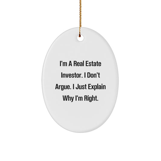 Funny Real Estate Investor Christmas Oval Ornament Gifts for Men Friends Family - Image 1