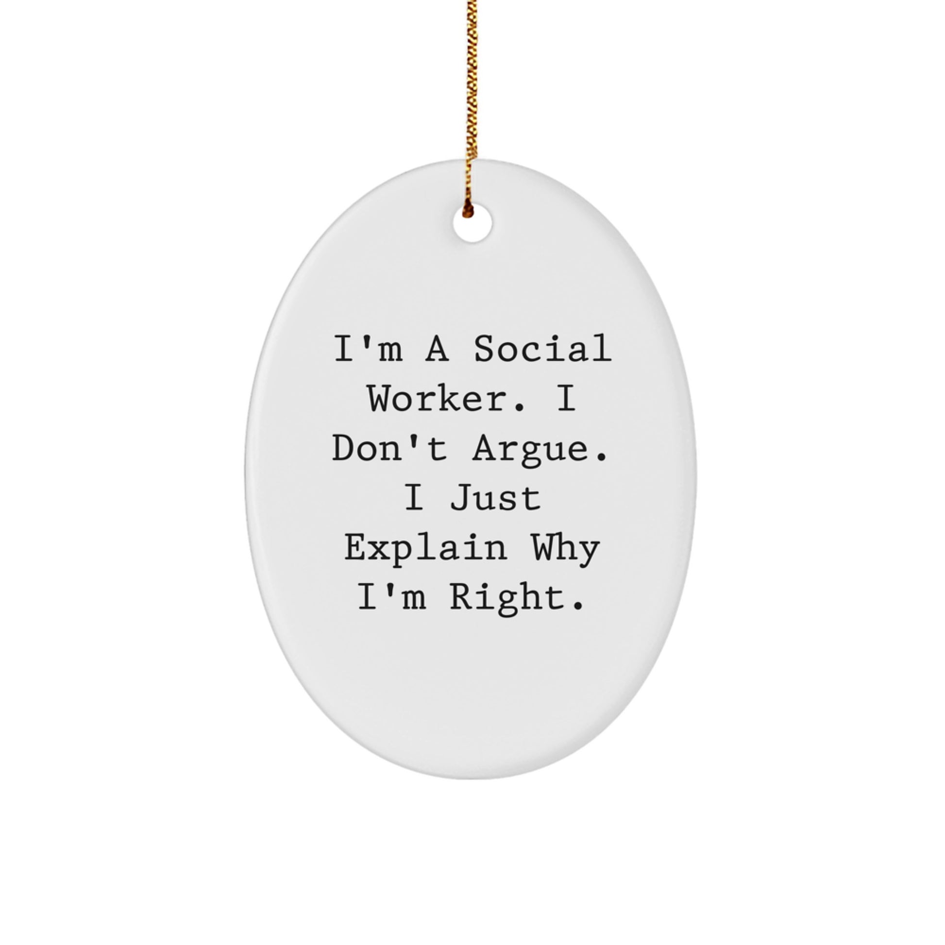 Funny Social Worker Gifts - Oval Ornament for Christmas from Friends to Social Worker - Image 1