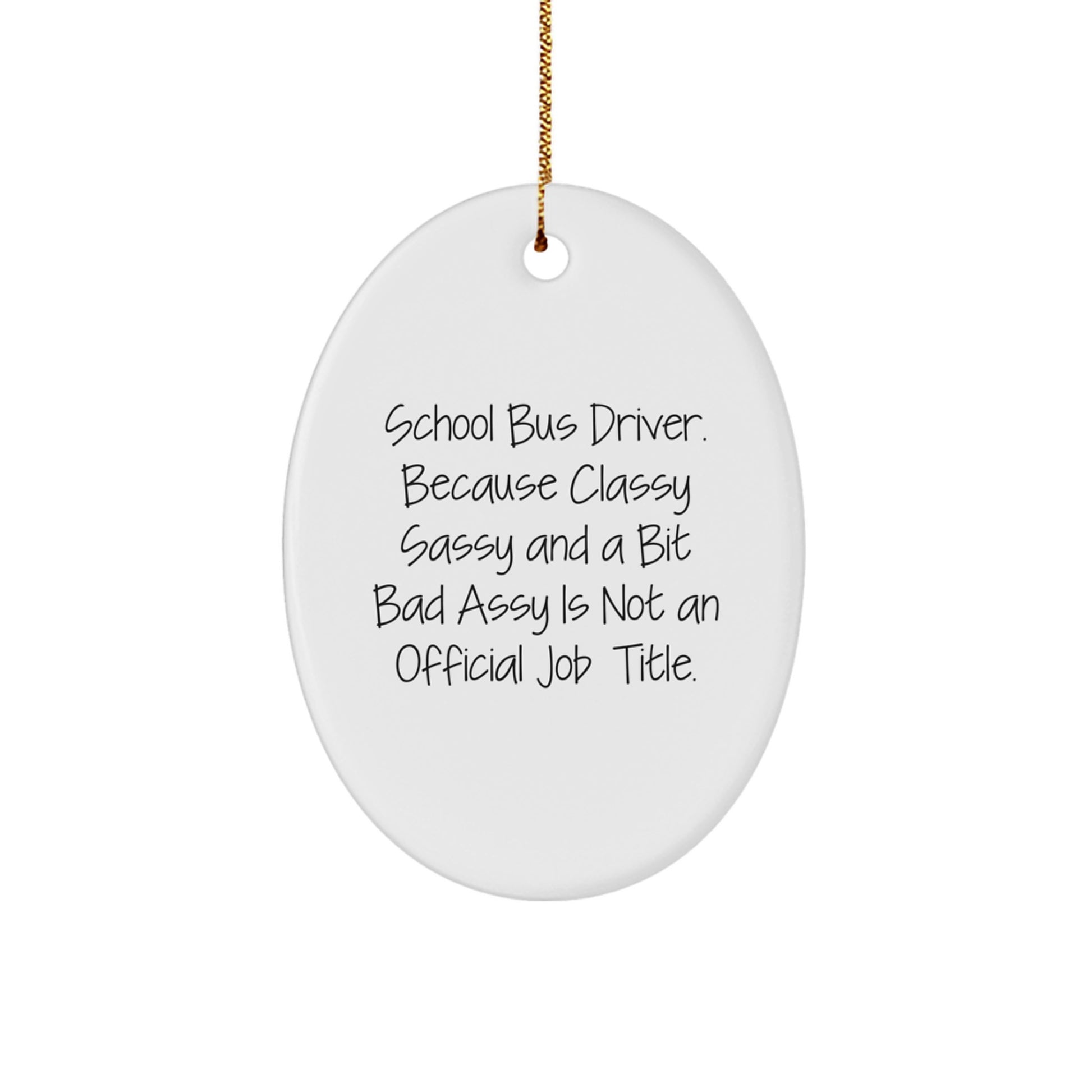 Funny School Bus Driver Gifts for Men from Friends - Christmas Unique Oval Ornament Quote - School Bus Driver Oval Decoration - Image 1