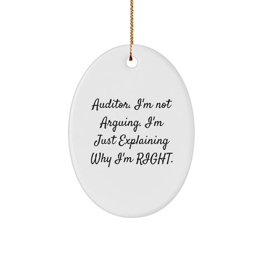Amusing Auditor Gifts, Funny Oval Ornaments for Christmas Unique Gifts from Family, Auditor Friends - Image 1