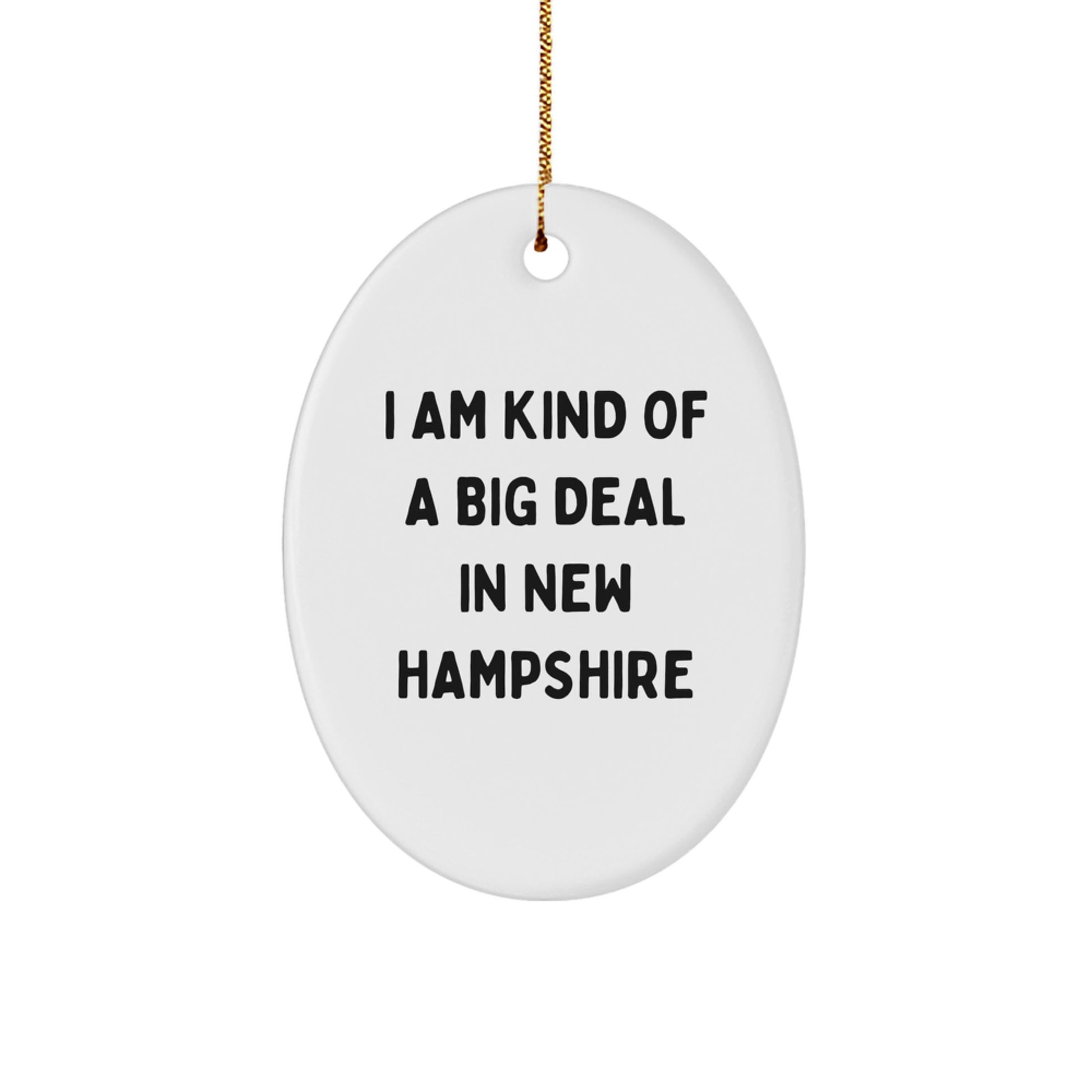 Funny New Hampshire Gifts for Friends, Family, and Coworkers - I Am Kind Of A Prime Selection In New Hampshire Oval Ornament, Christmas Unique Presents - Image 1