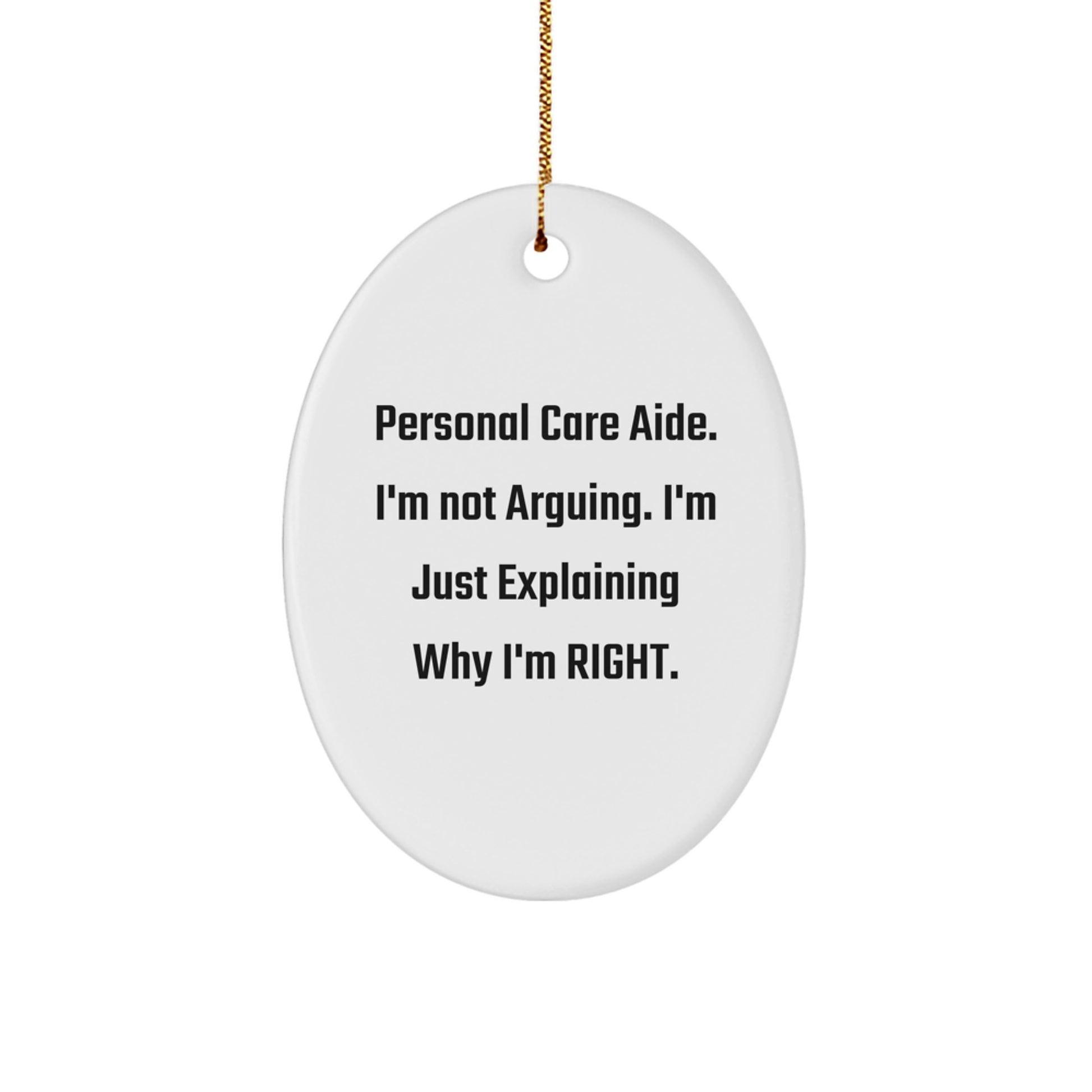 Funny Personal Care Aide Gifts from Friends - Christmas Unique Inspirational Oval Ornament for Personal Care Aide - Image 1
