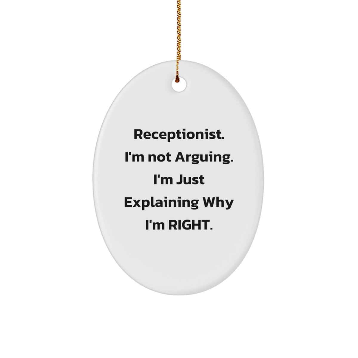 Funny Receptionist Oval Ornament Gifts from Friends or Coworkers for Receptionists - Christmas Unique Gifts - Image 1