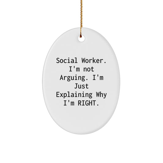 Funny Social Worker Christmas Unique Gifts for Women - Social Worker Oval Ornament Gifts from Women, Gifts for Social Worker, Christmas Unique Gifts - Image 1