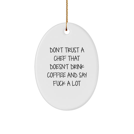 Funny Chef Oval Ornament Gifts from Friends, Coworkers, Family for Christmas Unique - Image 1
