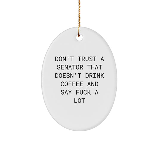 Funny Senator Gifts, Oval Ornament for Senator Friends, Christmas Unique Gifts from Men to Senator - Image 1