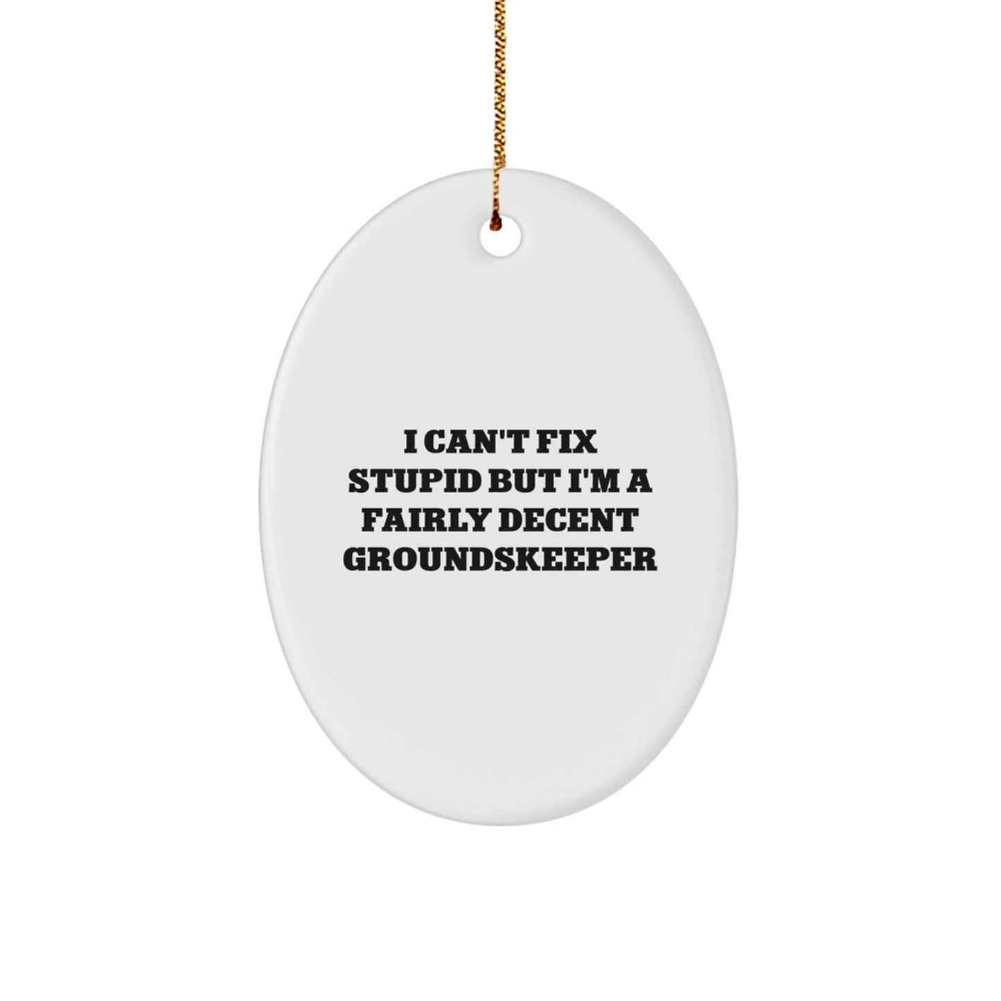 Funny groundskeeper Gifts from Friends for Men Oval Ornament I Can't Fix Stupid But I'm A Fairly Decent groundskeeper - Image 1