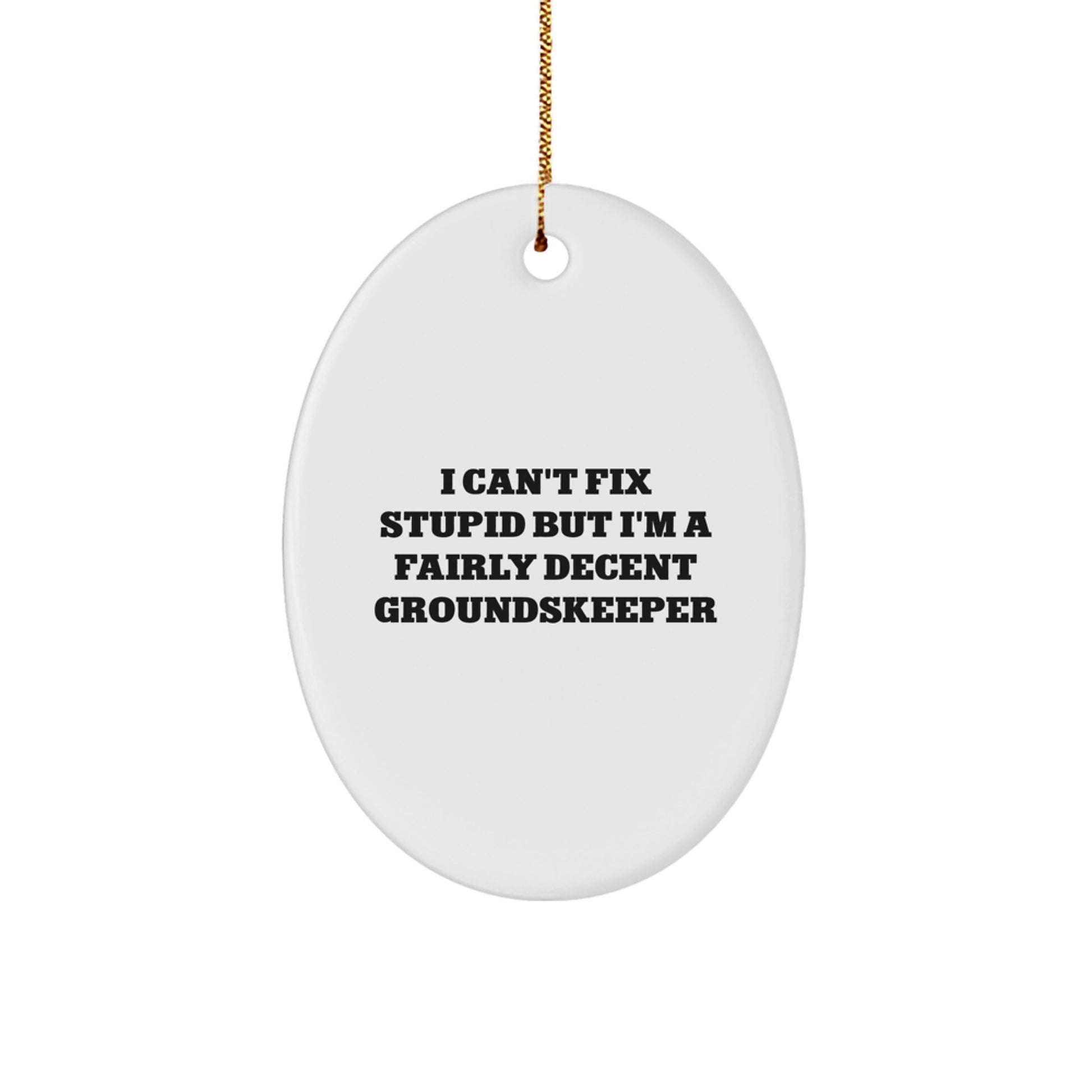 Funny groundskeeper Gifts from Friends for Men Oval Ornament I Can't Fix Stupid But I'm A Fairly Decent groundskeeper - Image 1