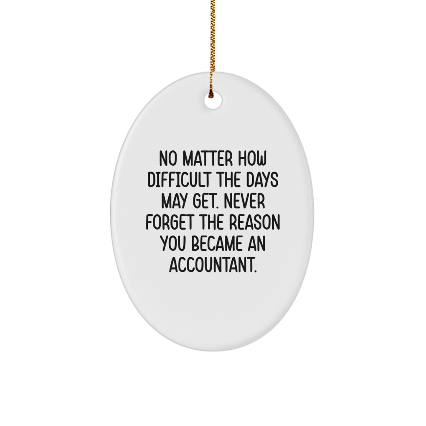 Funny Accountant Gifts for Men Oval Ornament 'Never Forget The Reason You Became An Accountant' Gifts from Family Friends Coworkers - Image 1
