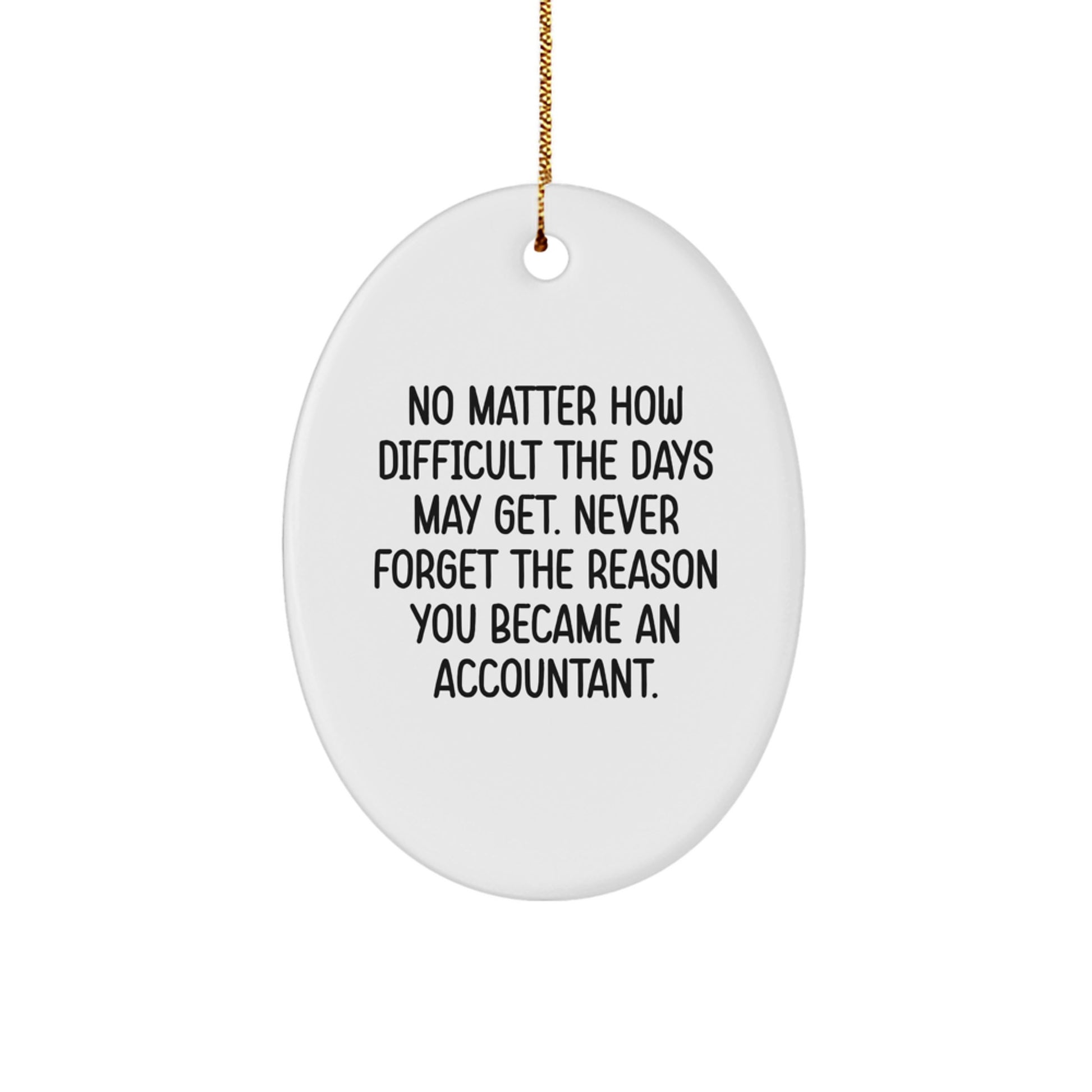 Funny Accountant Gifts for Men Oval Ornament 'Never Forget The Reason You Became An Accountant' Gifts from Family Friends Coworkers - Image 1