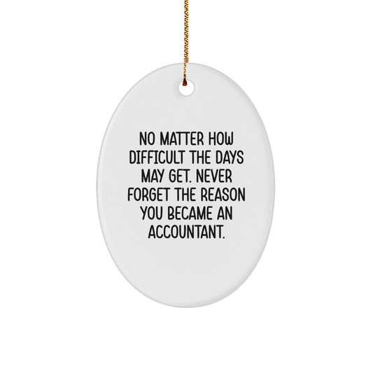 Funny Accountant Gifts for Men Oval Ornament 'Never Forget The Reason You Became An Accountant' Gifts from Family Friends Coworkers - Image 1