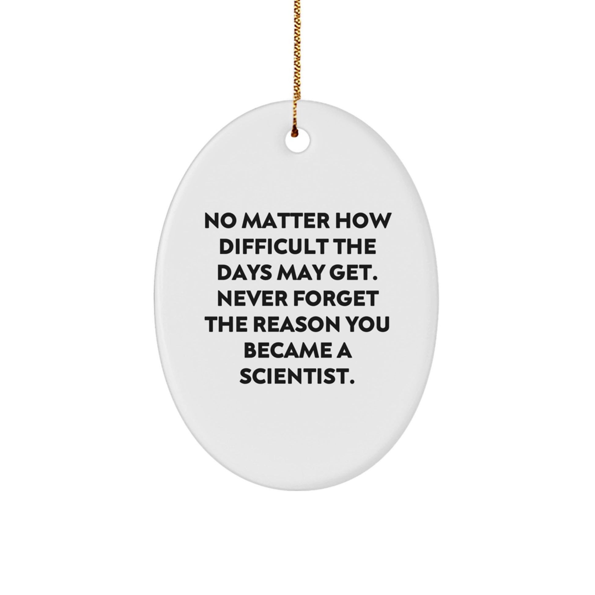 Funny Scientist Gifts from Friends, Oval Ornament for Scientist, Inspirational Quote: 'Never Forget The Reason You Became A Scientist', Christmas Unique Gifts for Men, Women, Family - Image 1
