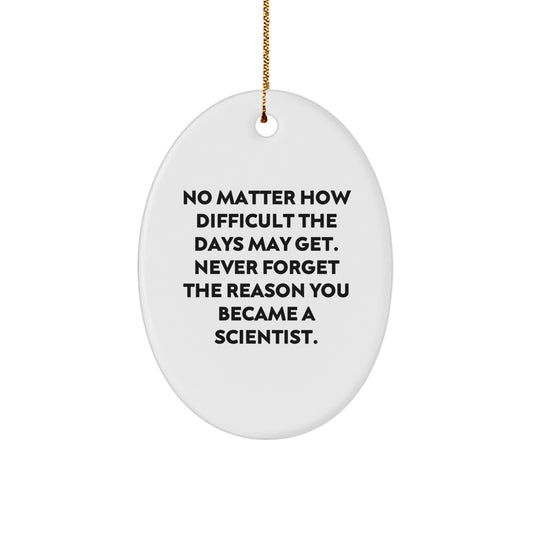 Funny Scientist Gifts from Friends, Oval Ornament for Scientist, Inspirational Quote: 'Never Forget The Reason You Became A Scientist', Christmas Unique Gifts for Men, Women, Family - Image 1
