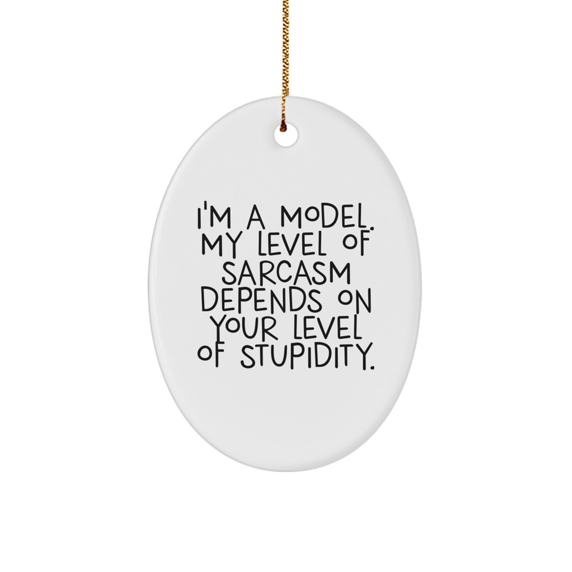 Funny Model Gifts for Men Women Friends - Oval Ornament with Sarcasm Quote, Gifts from Family, Christmas Unique Gifts - Image 1