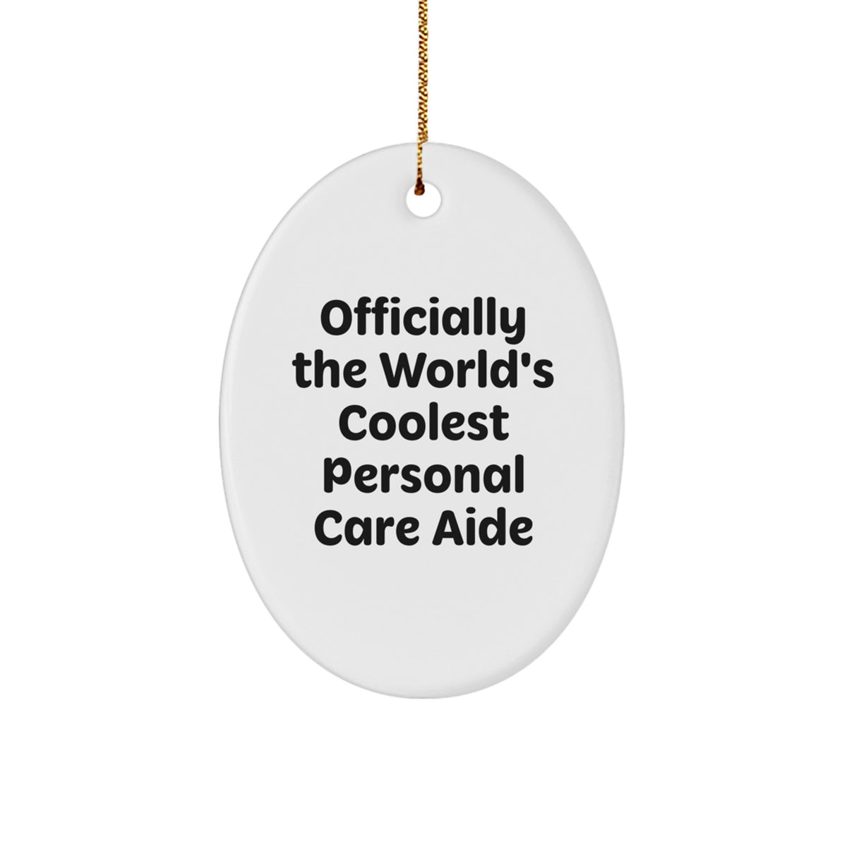 Funny Personal Care Aide Gifts from Men, Gifts for Personal Care Aide, Officially The World's Coolest Personal Care Aide Oval Ornament Christmas Decorations - Image 1