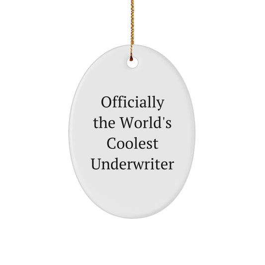 Funny Underwriter Gifts for Christmas, Oval Ornament Quote 'Officially The World's Coolest Underwriter', Gift from Friends, Family, and Coworkers for Men, Women - Image 1