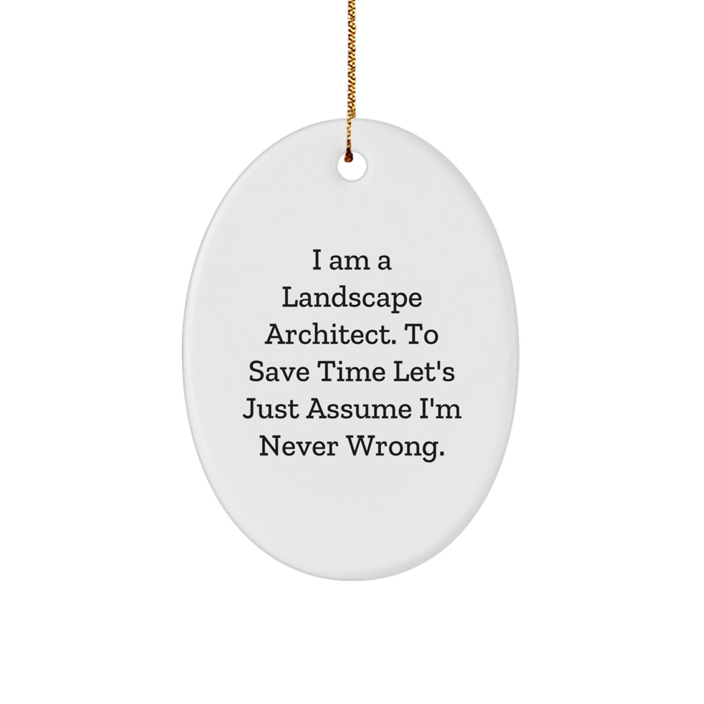Funny Landscape Architect Gifts, Oval Ornament with Quote, Gifts from Friends to Landscape Architects, Perfect Christmas Unique Gifts for Landscape Architects, Men, Women, and Coworkers - Image 1