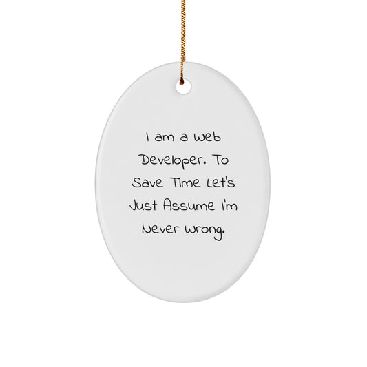 Funny Web Developer Oval Ornament Gifts from Friends for Christmas Unique Decorations - Image 1