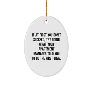 Funny Apartment Manager Gifts Oval Ornament for Christmas Unique Gifts from Friends to Apartment Manager - Image 1