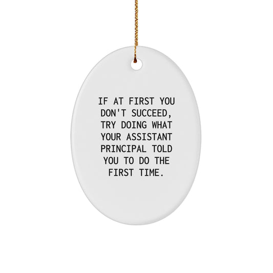 Funny Assistant Principal Gifts from Friends for Assistant Principal - Oval Ornament Quote - Christmas Unique Gifts - Image 1