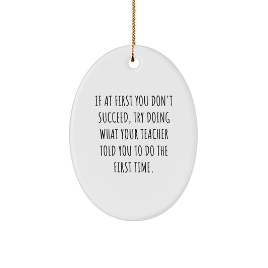 Funny Teacher Oval Ornament Gifts from Men to Wife, Unique Teacher Christmas Memorable Presents for Women, Oval Shaped Teacher Decorative - Image 1