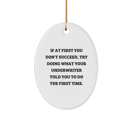 Funny Underwriter Oval Ornament Gift for Underwriter, Funny Oval Ornament Christmas Unique Gifts from Friends, Oval Shaped Ornament for Men Underwriter - Image 1