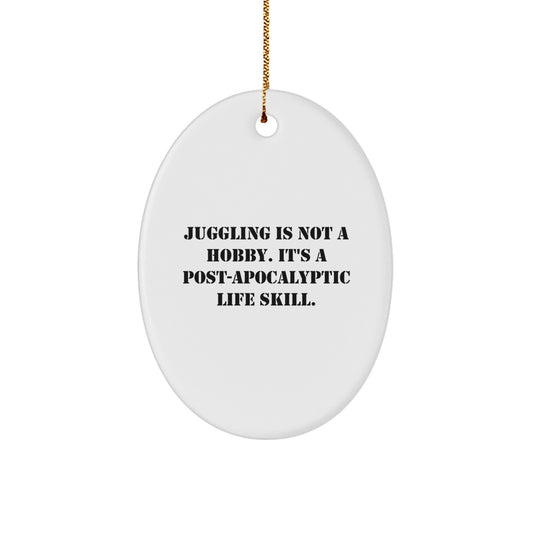 Funny Juggling Oval Ornament Gifts from Family for Juggling Enthusiasts at Christmas Unique Gifts, Juggling Decorations, Oval Shaped Ornaments - Image 1