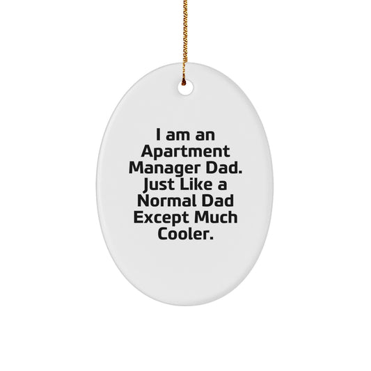 Funny Apartment Manager Dad Gifts from Men to Apartment Manager Dads, Christmas Unique Gifts for Men and Women, Oval Ornament - Image 1