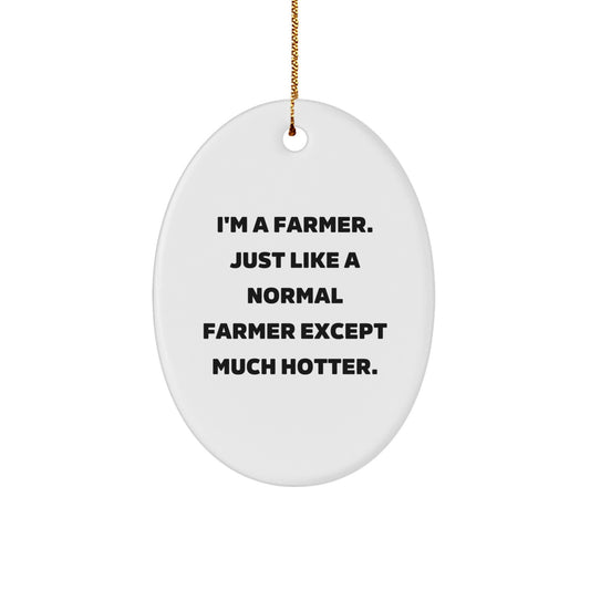 Funny Farmer Gifts - 'I'm A Farmer' Oval Ornament for Christmas - Image 1