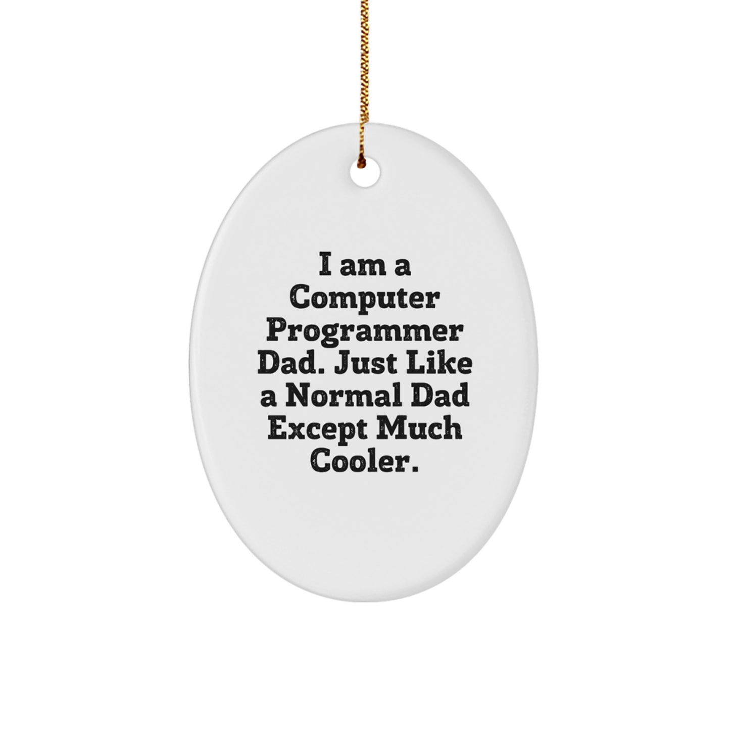 Funny Computer Programmer Gifts for Him | Oval Ornament for Dad from Computer Programmer Friends and Family - I Am a Computer Programmer Dad Except Much Cooler - Image 1