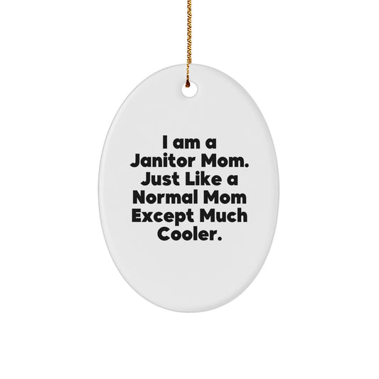 Janitor Mom Gifts Funny Oval Ornament for Christmas Unique Gifts from Mom to Janitor Daughter or Son - Image 1