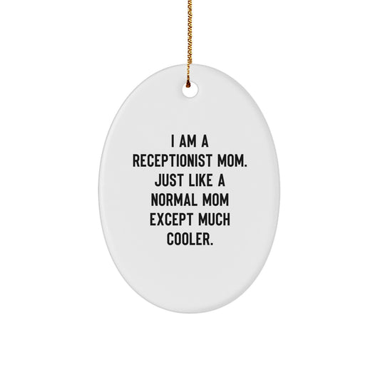 Christmas Gift for Her Receptionist Mom Oval Ornament Present - Image 1