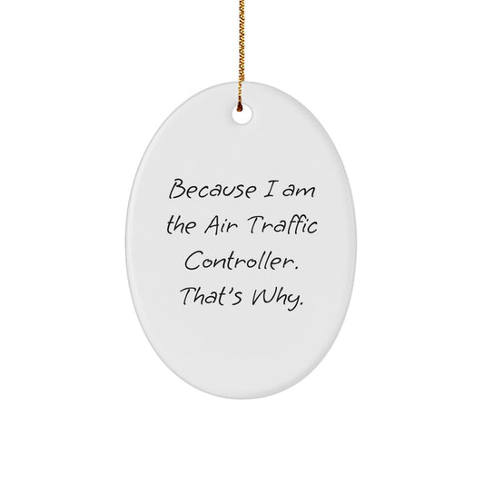 Christmas Gift for Teens Surprise Air Traffic Controller Oval Ornament - Image 1
