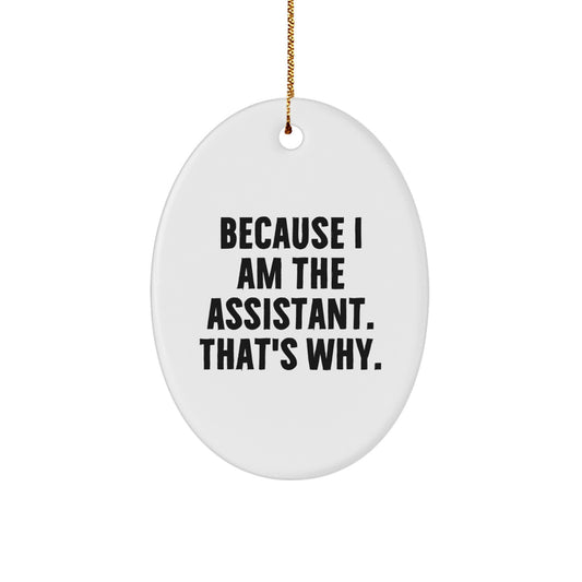 Assistant Keepsake Christmas Ornament for Him White Oval Gift - Image 1