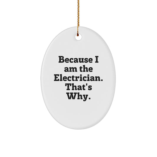 Electrician Oval Ornament Christmas Gift for Her Present - Image 1