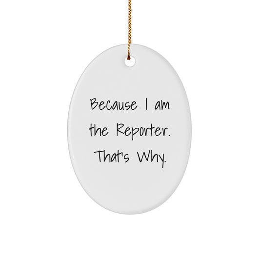Christmas Gift Present for Her Reporter Oval Ornament - Image 1