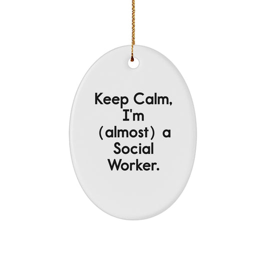 Playful Social Worker Oval Ornament for Friends Christmas Gift - Image 1