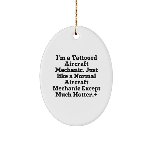 Oval Aircraft Mechanic Christmas Ornament for a Best Friend Gift - Image 1