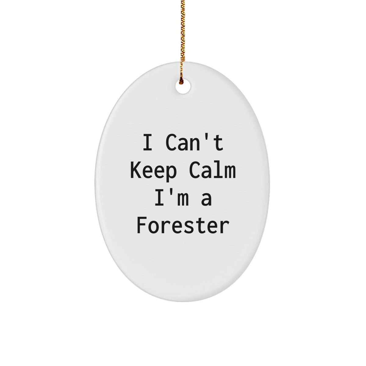 Funny Forester Christmas Oval Ornament Gifts from Friends and Family - 'I Cant Keep Calm I'm A Forester' Decoration - Image 1
