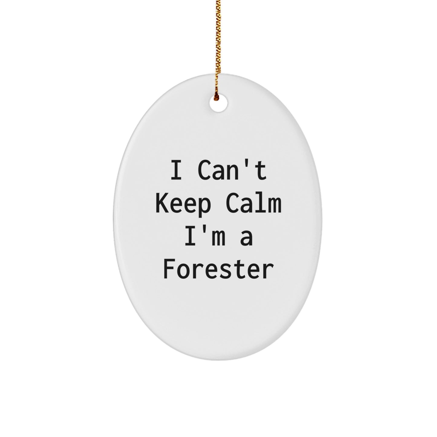 Funny Forester Christmas Oval Ornament Gifts from Friends and Family - 'I Cant Keep Calm I'm A Forester' Decoration - Image 1