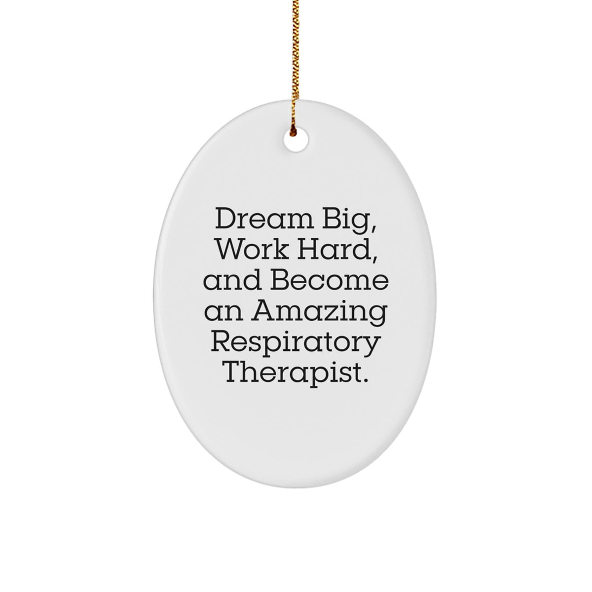 Funny Inspirational Gifts from Friends for Respiratory Therapist Christmas Unique Oval Ornament - Dream Big Work Hard Become Amazing - Image 1