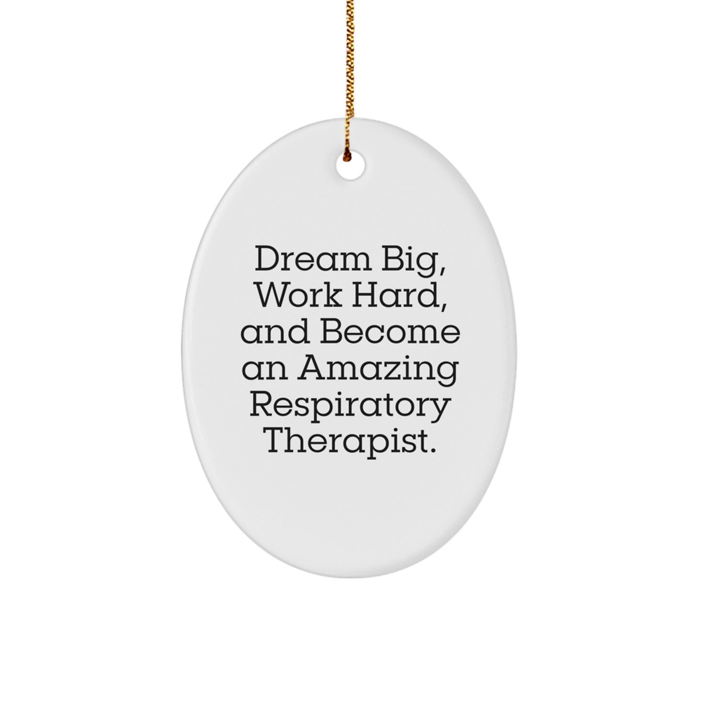 Funny Inspirational Gifts from Friends for Respiratory Therapist Christmas Unique Oval Ornament - Dream Big Work Hard Become Amazing - Image 1