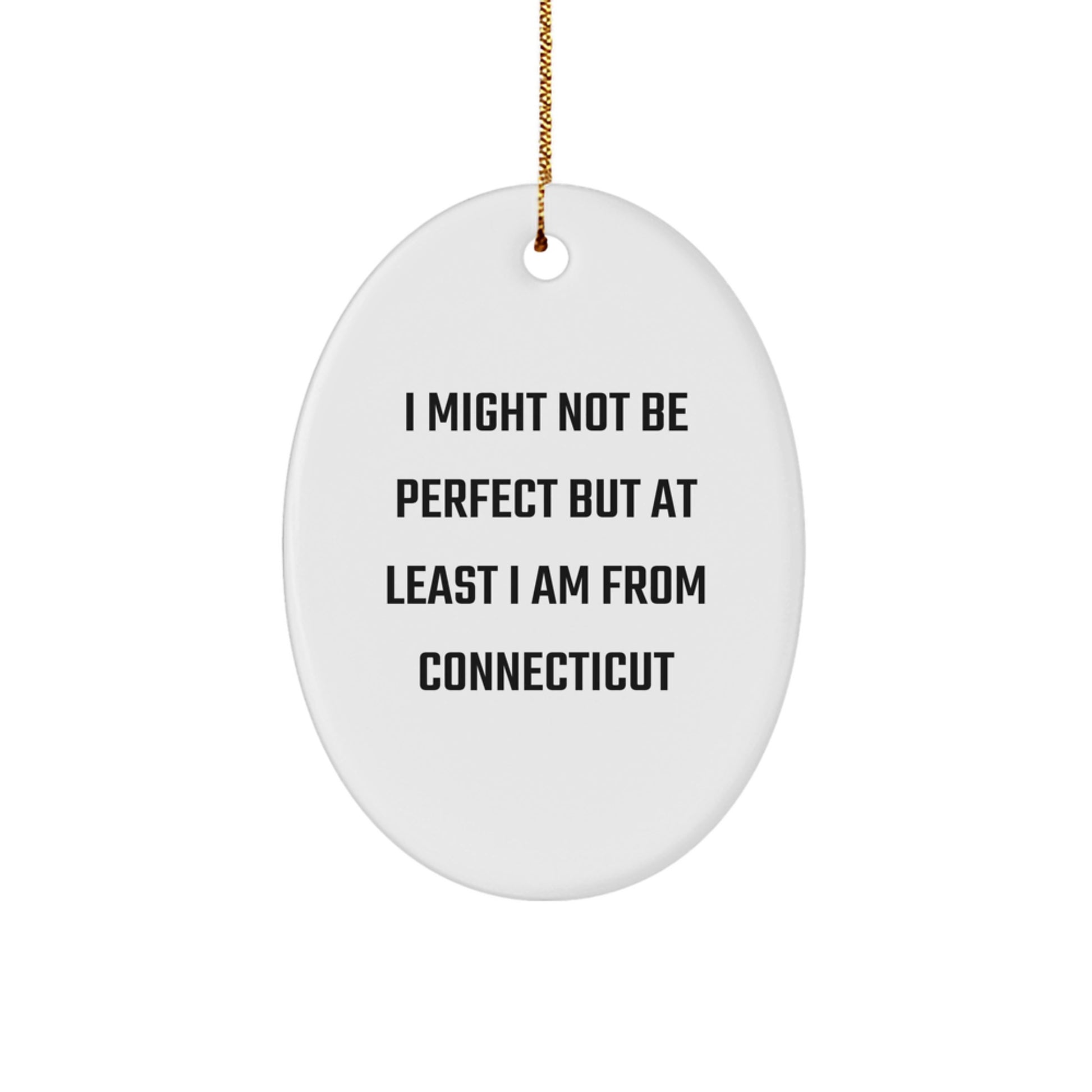 Connecticut Oval Ornament I Might Not Be Ideal Gifts for Friends from Connecticut, Christmas Unique Gifts - Image 1