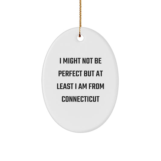 Connecticut Oval Ornament I Might Not Be Ideal Gifts for Friends from Connecticut, Christmas Unique Gifts - Image 1