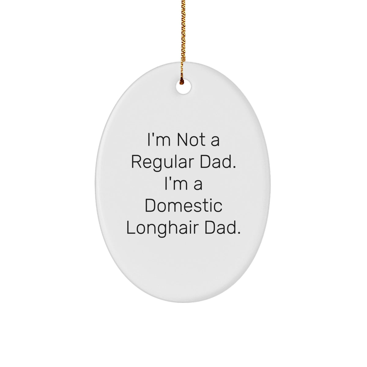 Funny Domestic Longhair Cat Dad Gifts, Oval Ornament for Christmas Unique Presents, 'I'm Not A Regular Dad. I'm A Domestic Longhair Dad.' - Image 1