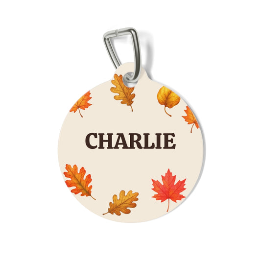 Personalized Fall Dog Tag – Autumn Leaves Custom Pet ID Tag
