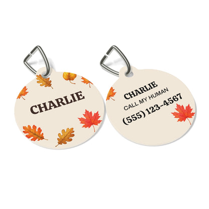 Personalized Fall Dog Tag – Autumn Leaves Custom Pet ID Tag