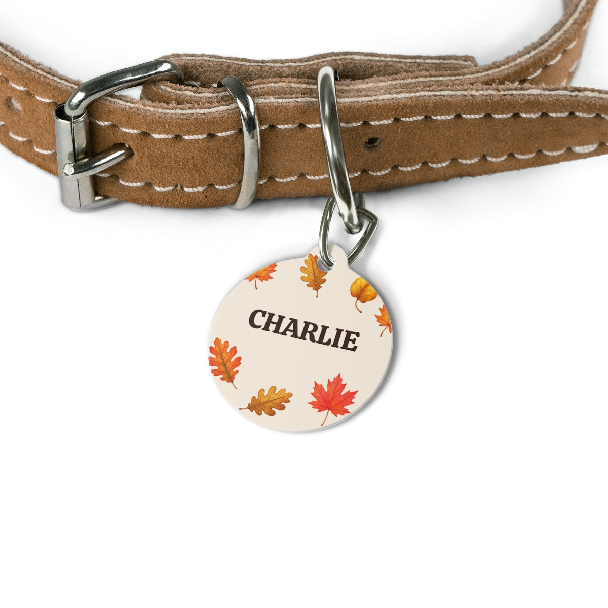 Personalized Fall Dog Tag – Autumn Leaves Custom Pet ID Tag