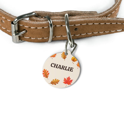 Personalized Fall Dog Tag – Autumn Leaves Custom Pet ID Tag