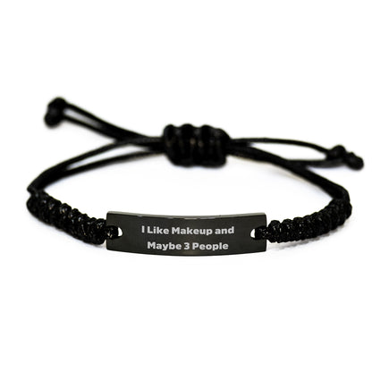 Funny Makeup Enthusiast Gifts Rope Bracelet for Women, Men, Friends, Family, Coworkers, Inspirational Quote I Like Makeup And Maybe 3 People, Christmas Unique Gifts from Women - Image 1